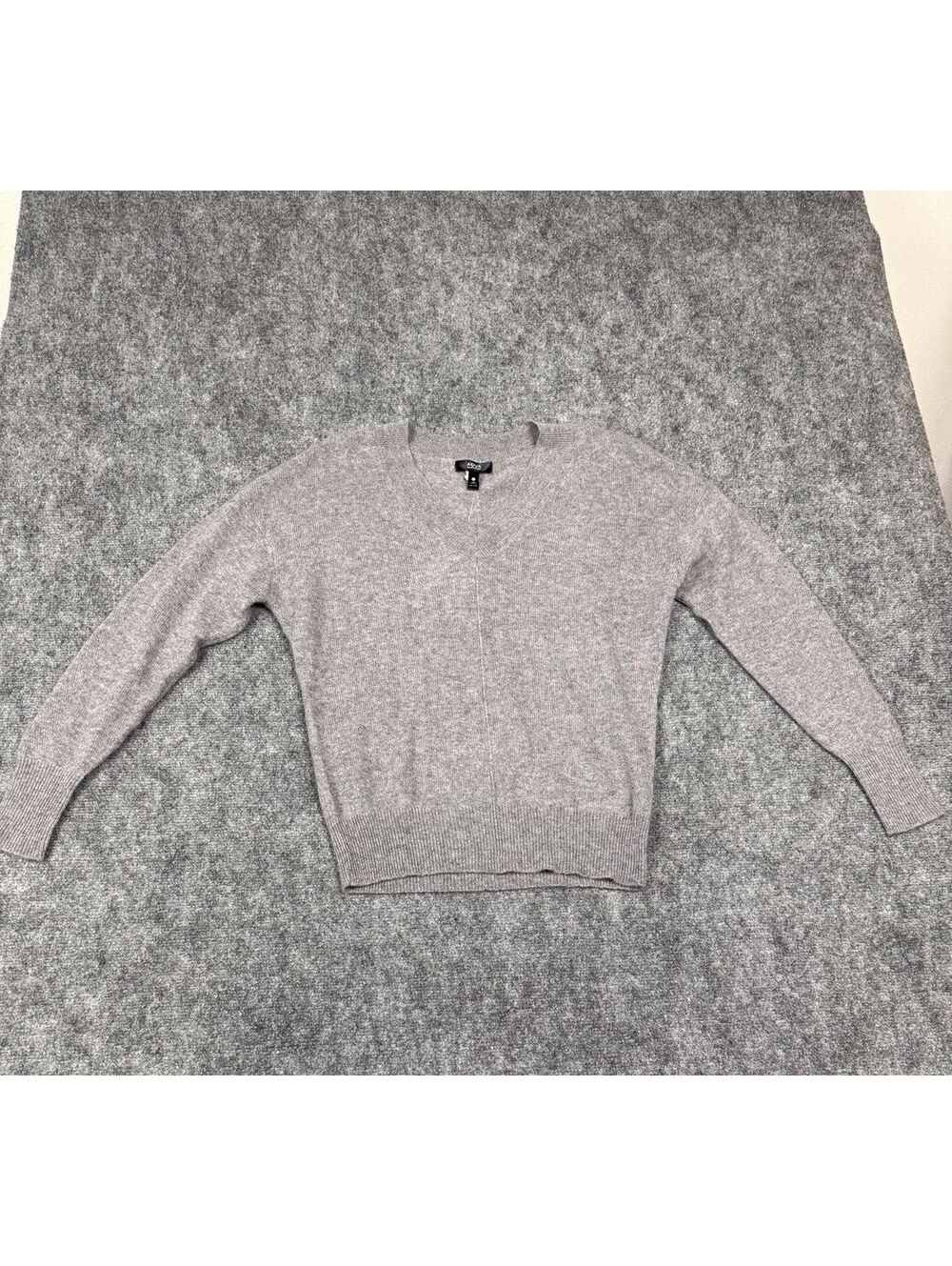 Aqua Cashmere V-Neck Pullover Sweater XS Gray